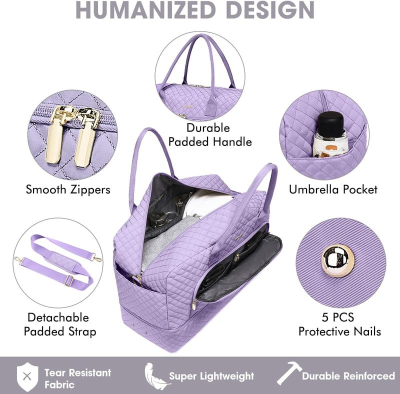 LUOCIP Travel Duffel Bags for Women with Shoe Compartment, Weekender Overnight Bag with Wet Pocket & Toiletry Bag, Carry On Personal Item Bag, Travel Tote Gym Bag, Hospital Bags for Labor and Delivery - Image 3